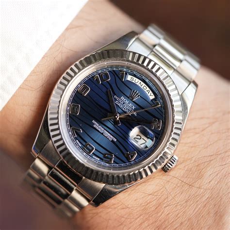 rolex day date blue dial gold|rolex 218239.